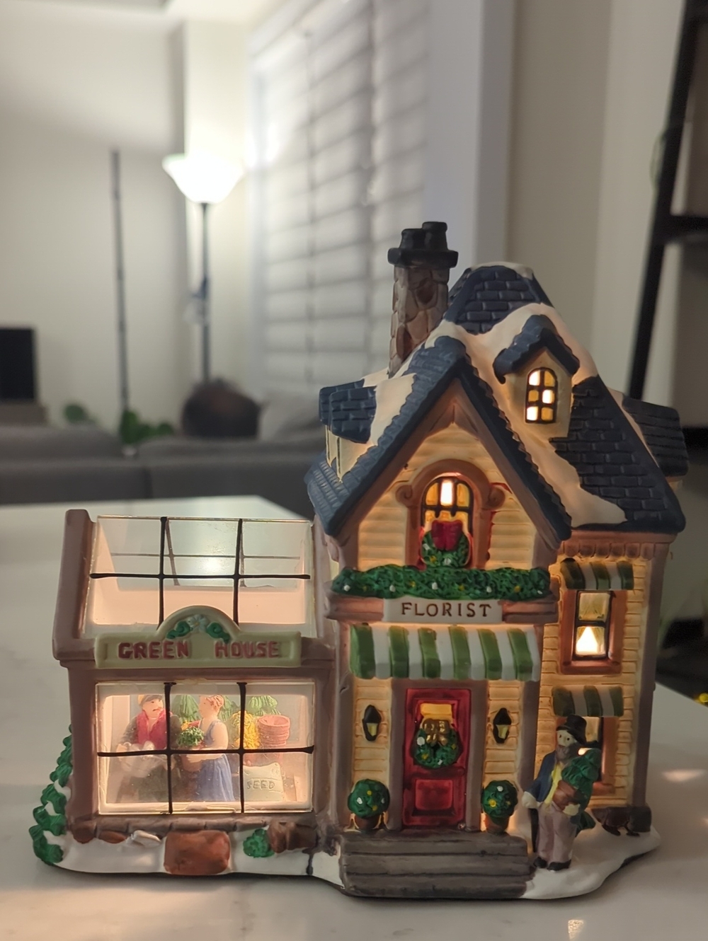 Kmart Florist Green House Porcelain Christmas Village Building With Window Scene